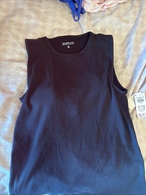 Abercrombie & Fitch Black Ribbed Crewneck Tank Top